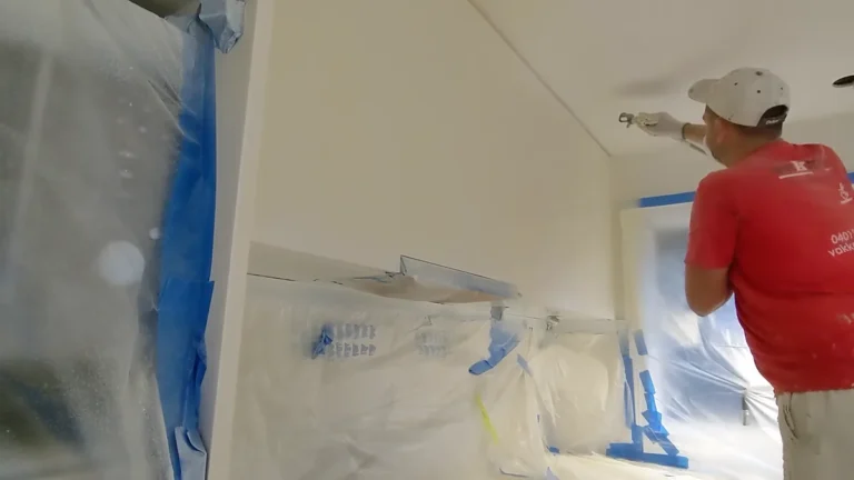 Vakker Australia painter spraying kitchen cabinetry during a house repaint in Mosman